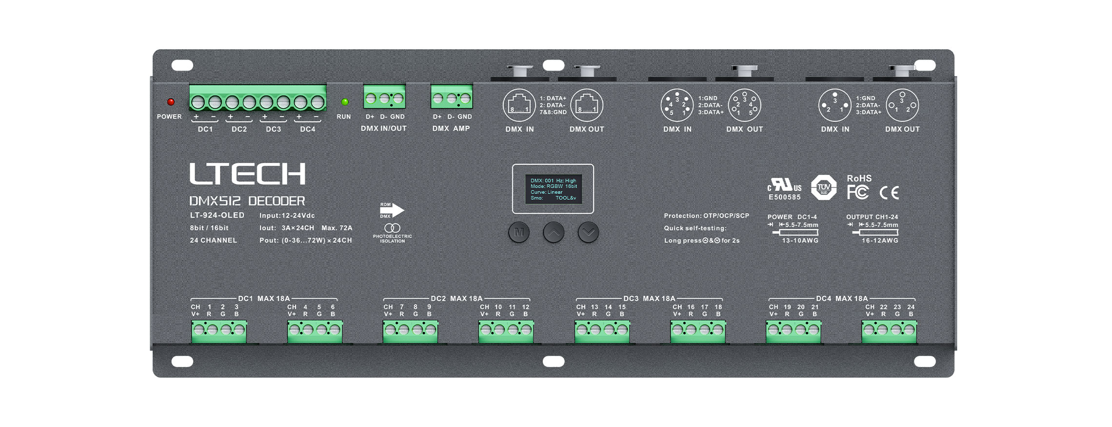 24路 DMX解码驱动器 LT-924-OLED