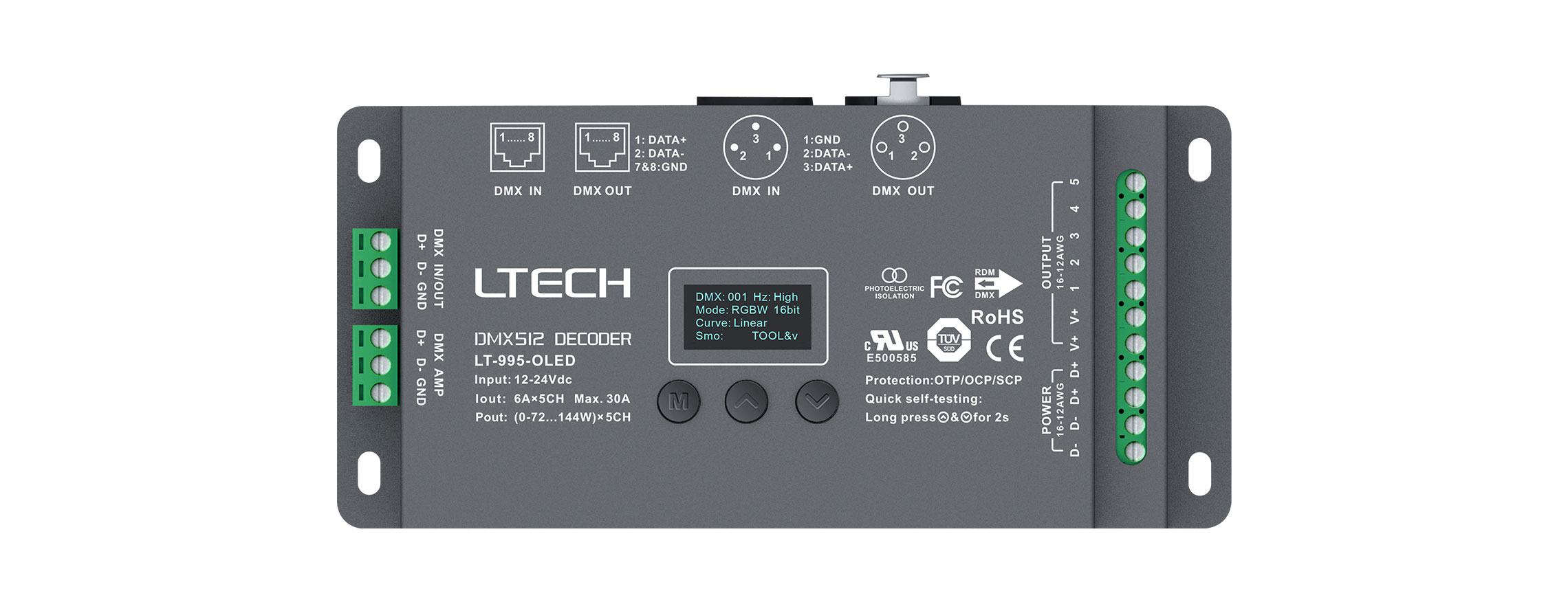 5路 DMX解码驱动器 LT-995-OLED