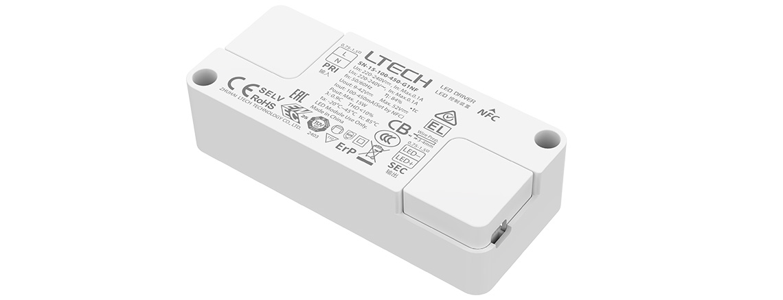 15W超小体积NFC可编程ON/OFF恒流缓启动电源 SN-15-100-450-G1NF