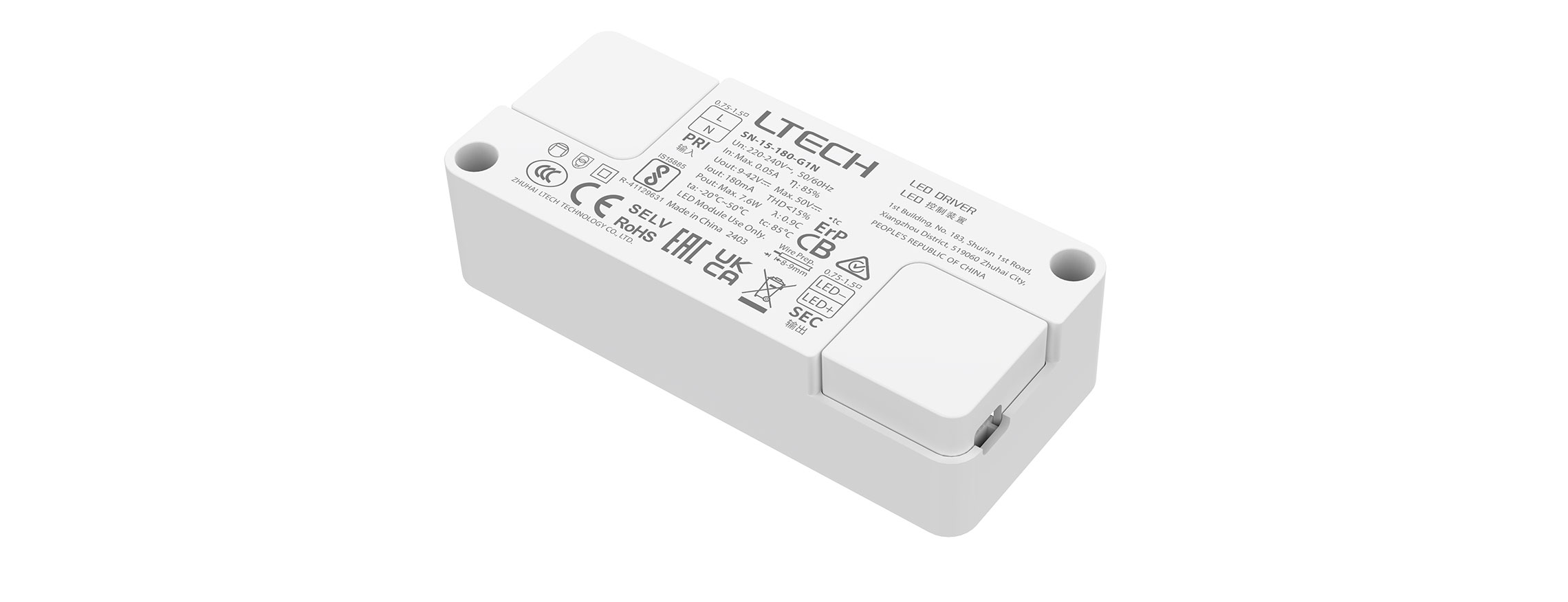 超小体积ON/OFF恒流LED电源 SN-15-180-G1N